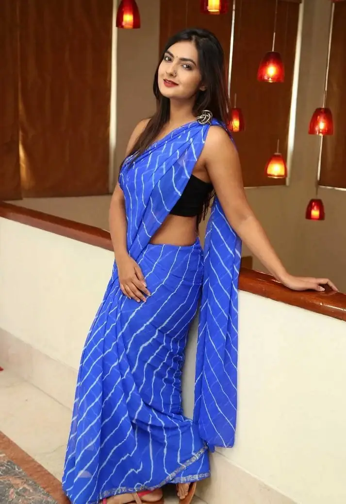 INDIAN GIRL NEHA DESHPANDE STILLS IN TRADITIONAL BLUE SAREE 3